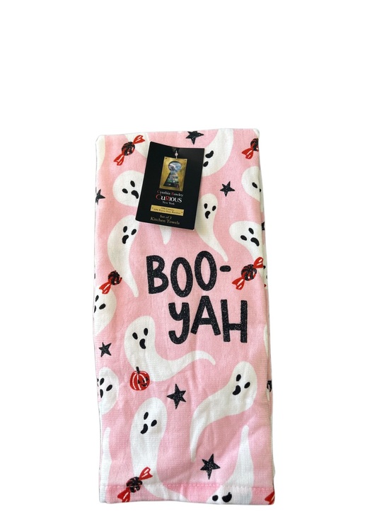 Cynthia Rowley Other - NWT Cynthia Rowley Pink Halloween Ghost Kitchen Towel Set of 2 "BOO-YAH"